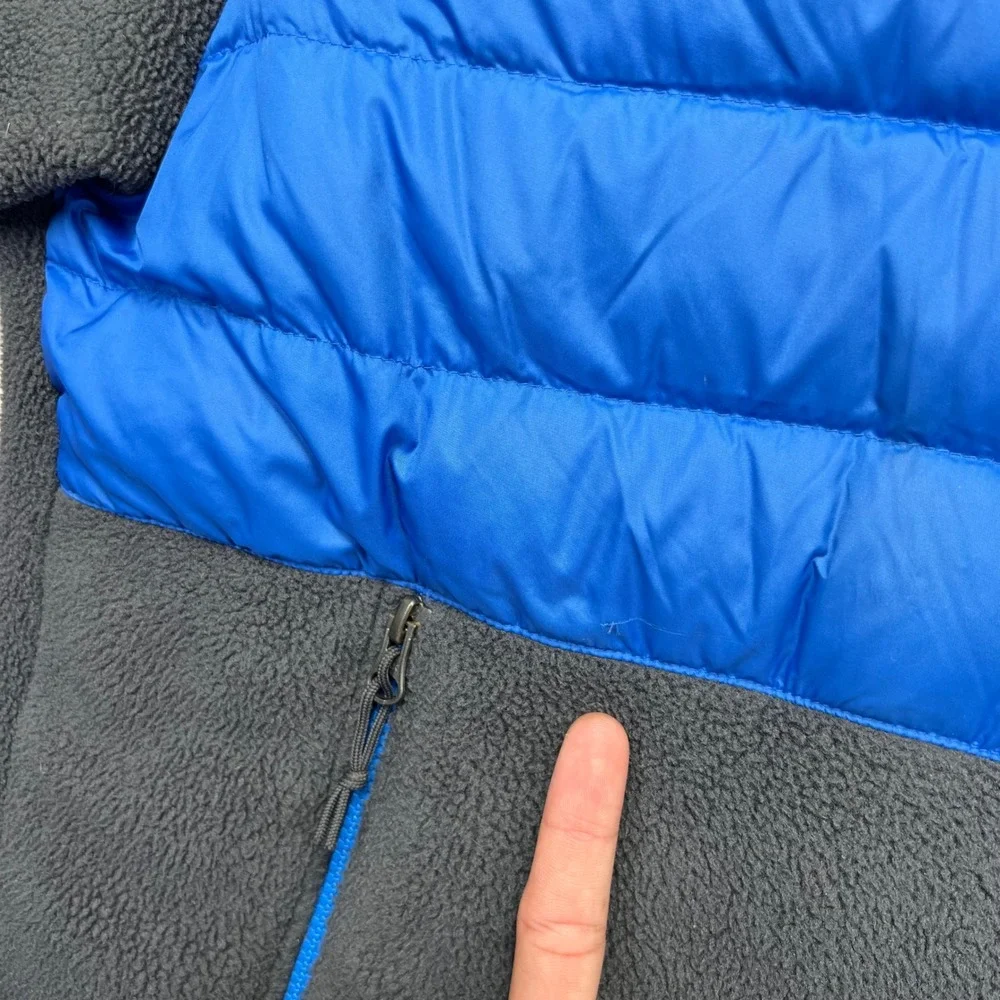 The North Face Jacket Mens Large Blue Grey 550 Down Polartec Fleece Denali